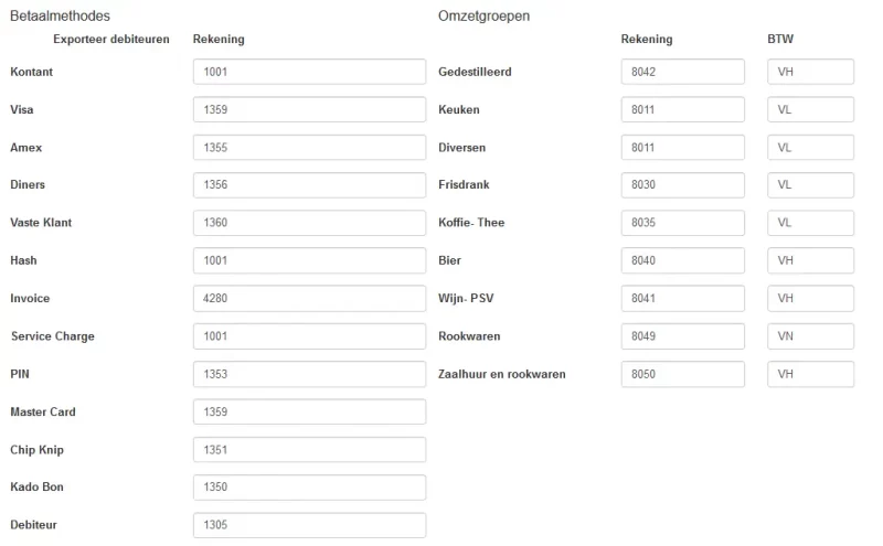 untill koppelingen voorbeeld grootboekrekeningen