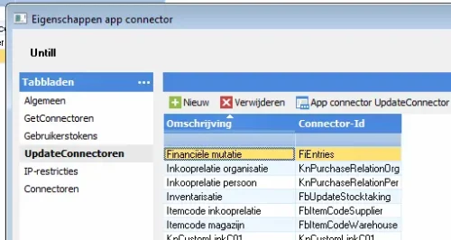 unTill koppelingen voorbeeld AFAS Online UpdateConnector