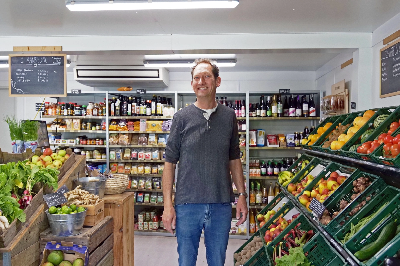 pieter in de winkel van de moestuin